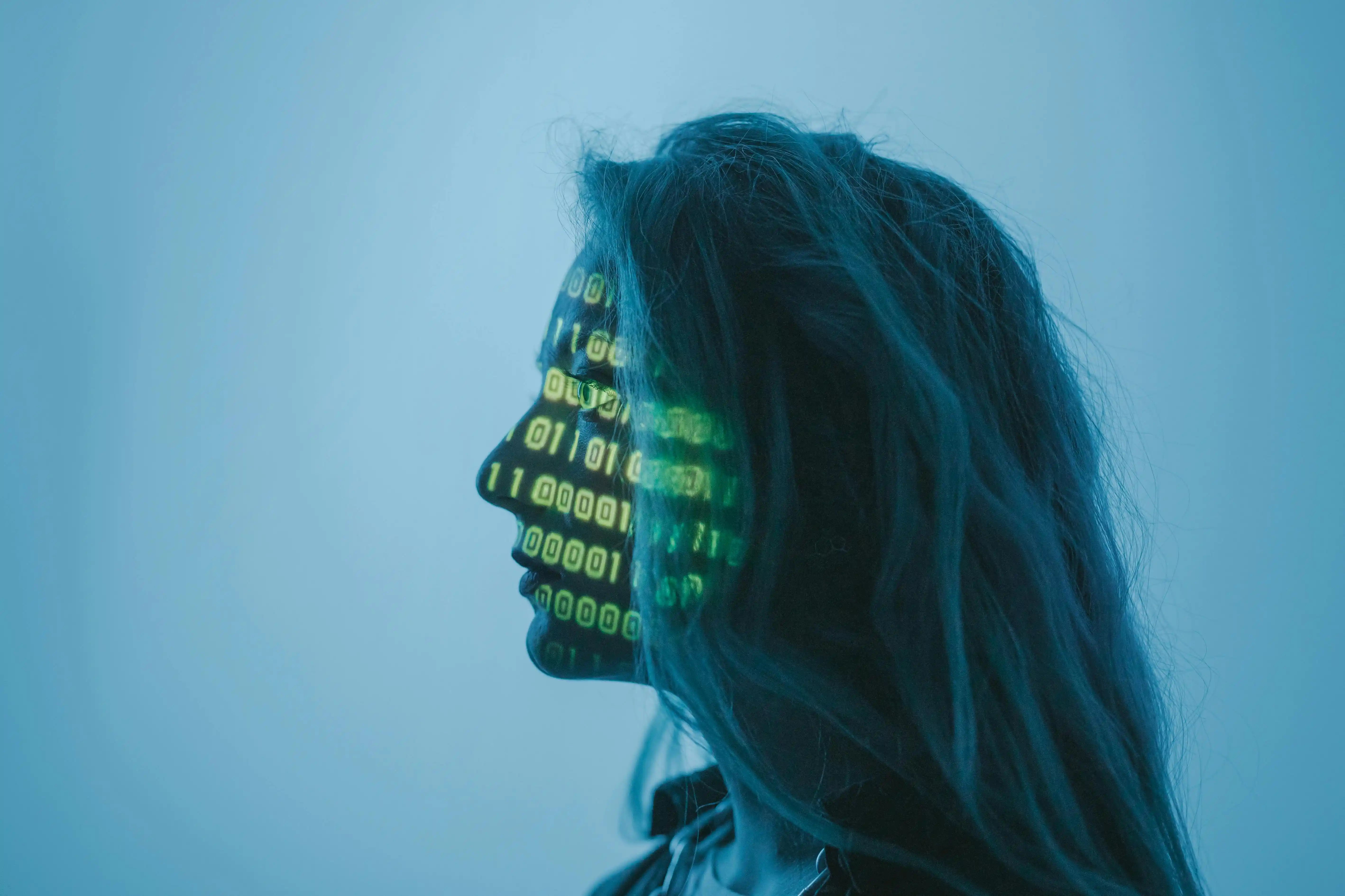 AI imprint on woman's face