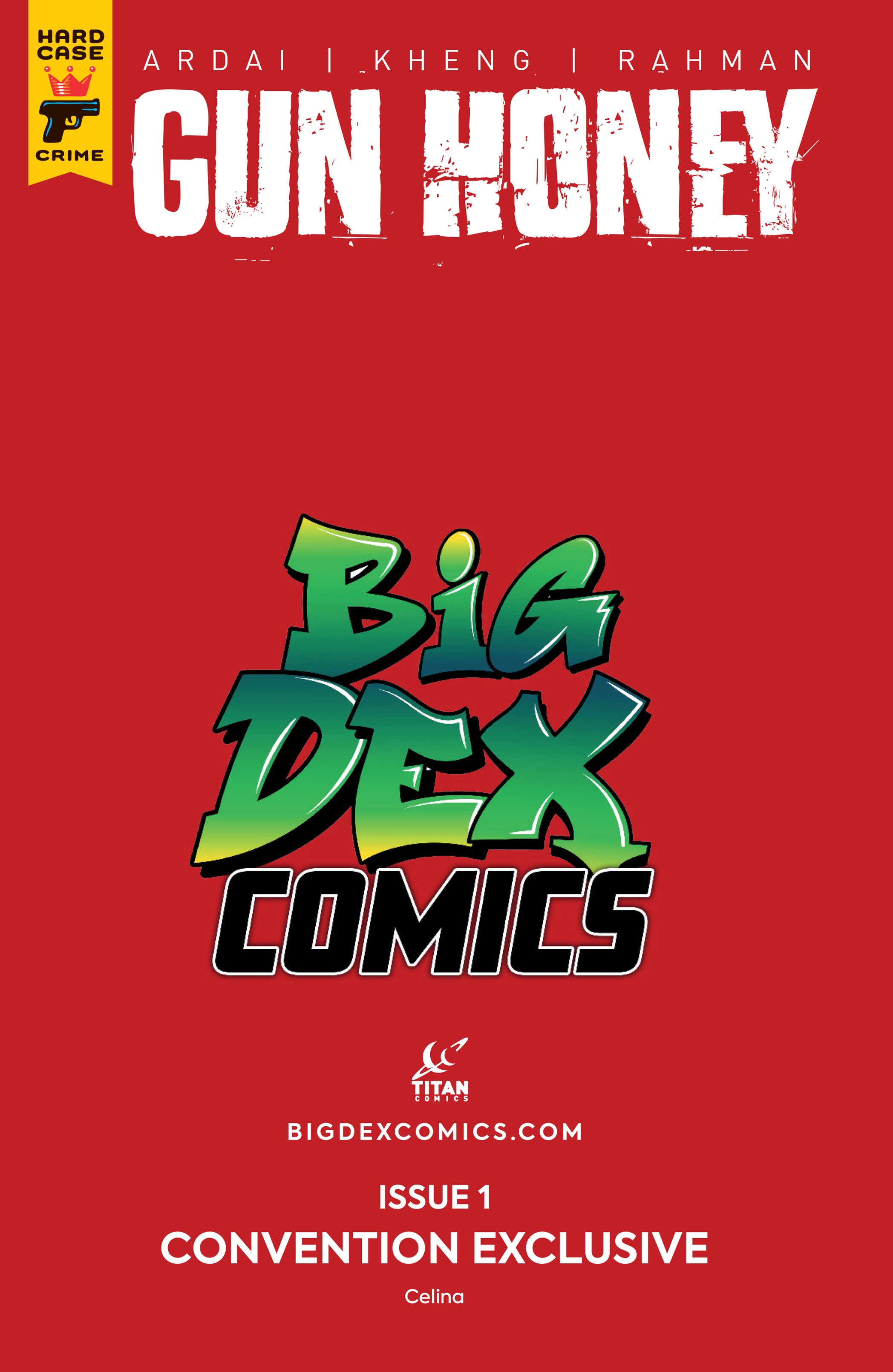 Gun Honey #1 Celina Big Dex MegaCon Exclusive Crimson Virgin Variant back cover design limited edition MegaCon exclusive from Big Dex Comics published by Titan Comics