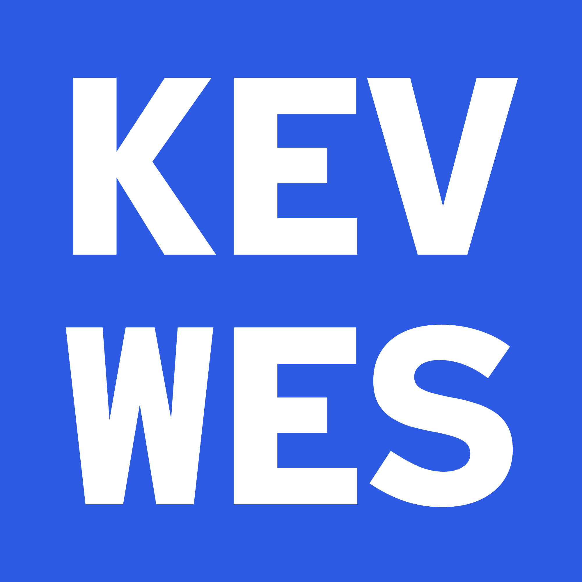 Das Logo von KevWes in blau.