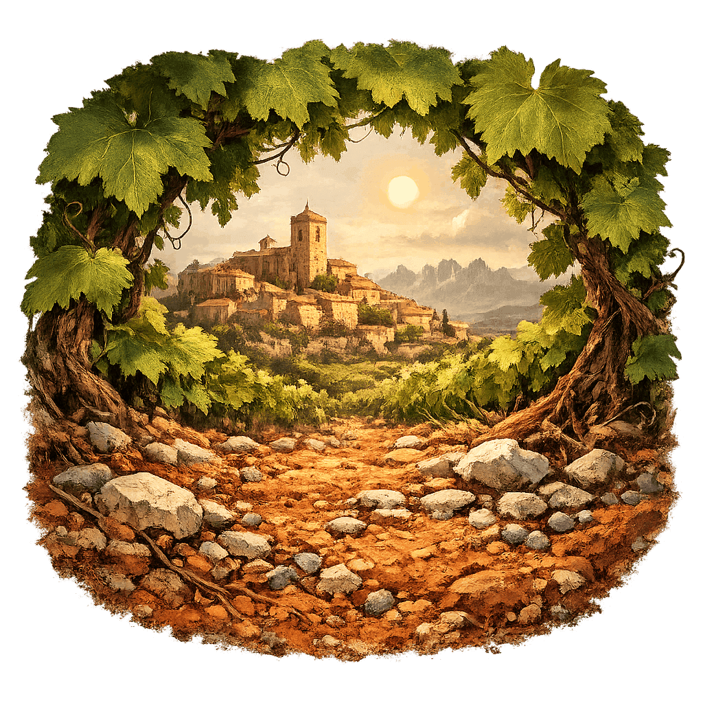 Detailed graphic of the Cairanne wine region.