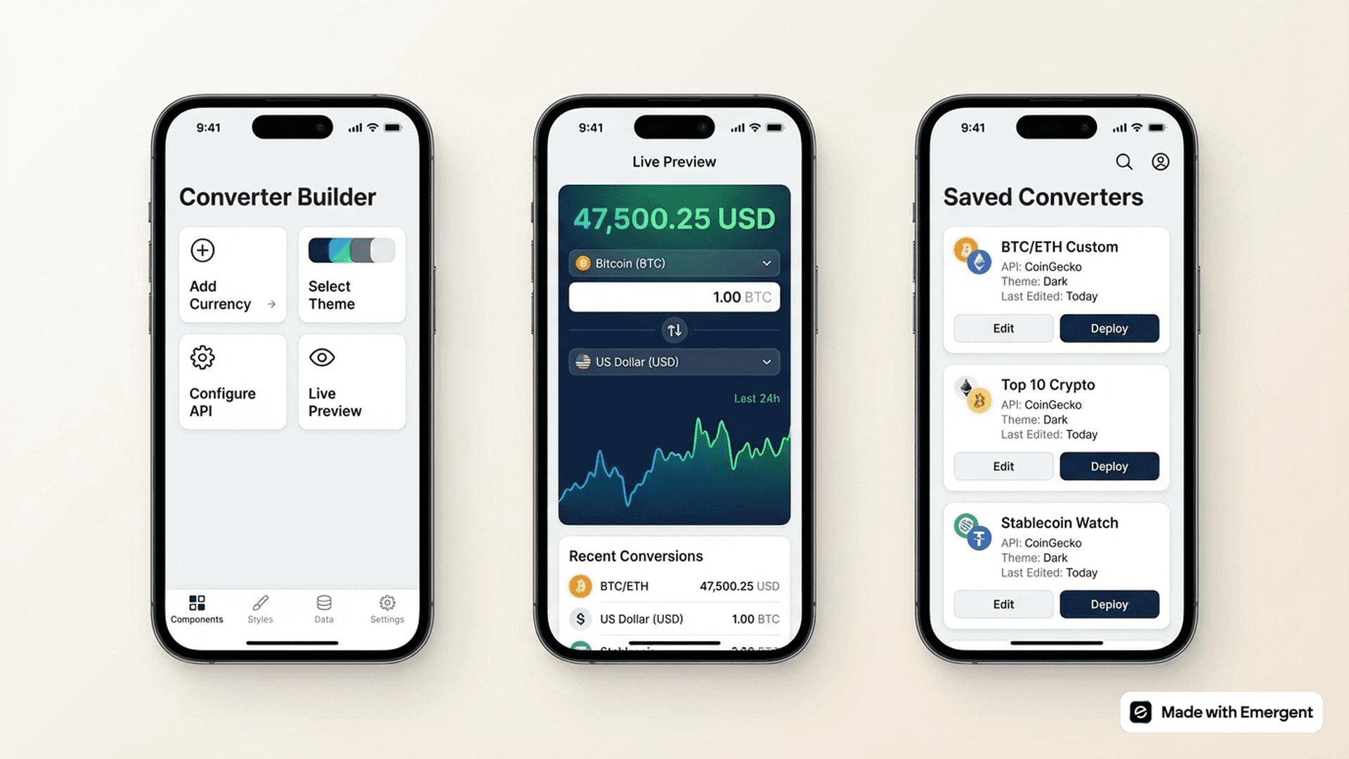 Cryptocurrency Converter App Made WIth Emergent