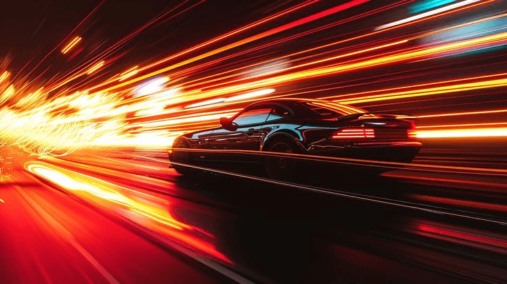 blurred speeding car representing fast turnarounds