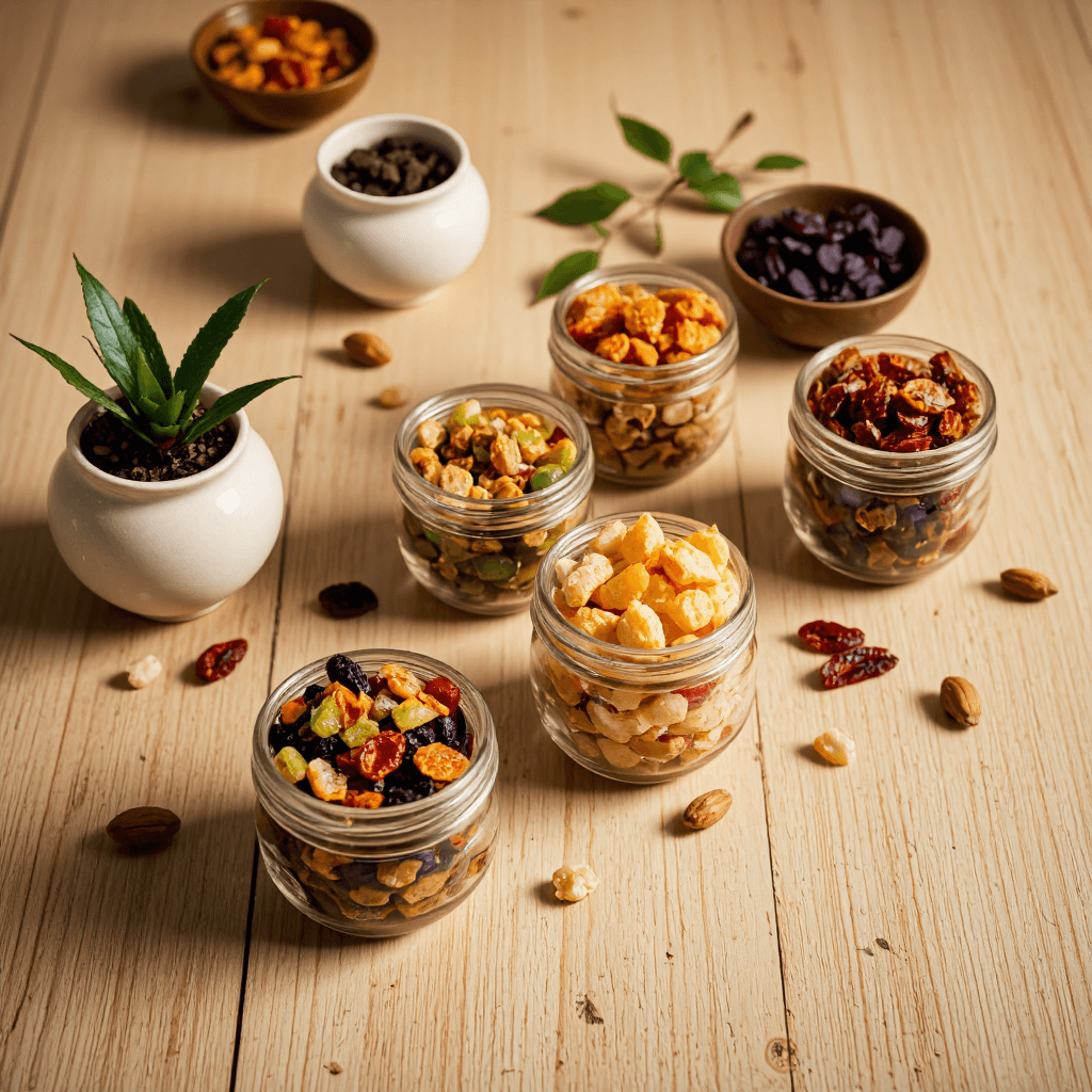 product photography of jars filled with snacks