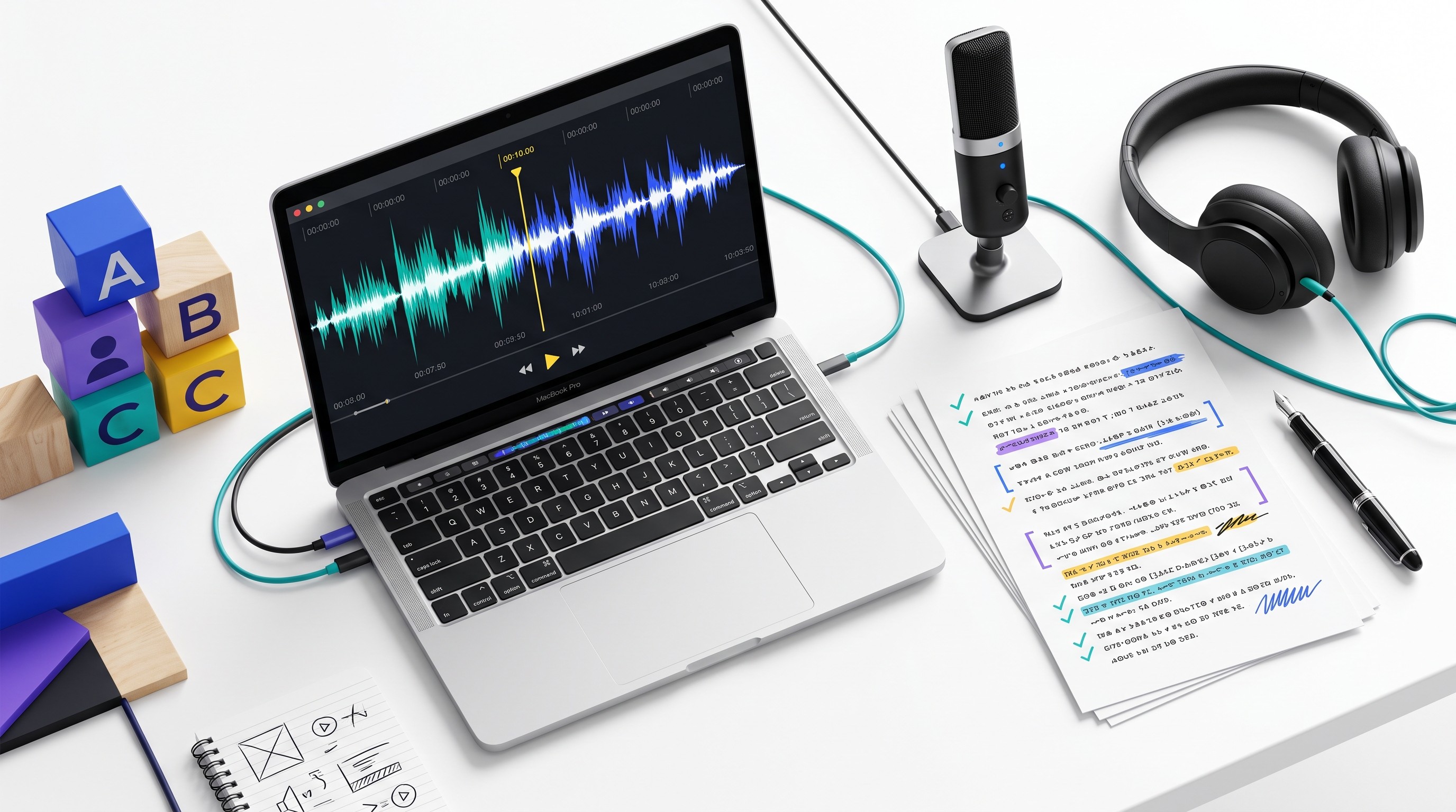 Transcript quality audit with speaker labels and timestamps