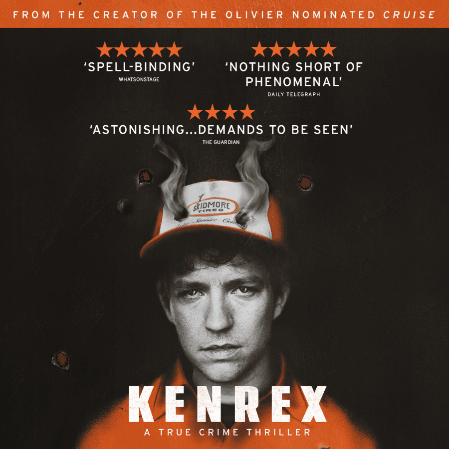 Kenrex West End show poster with a smoking cap and bullet holes.