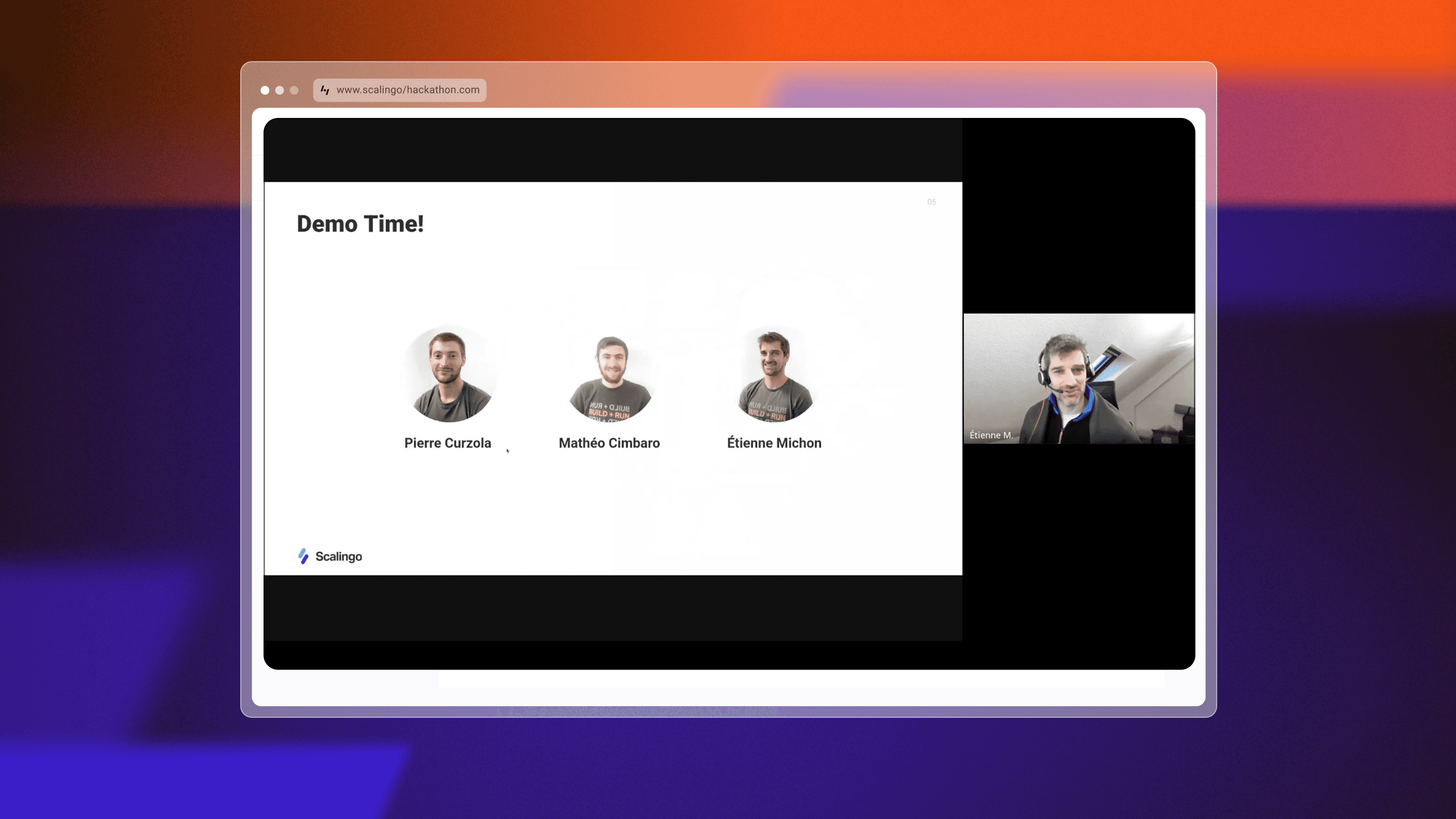 Image showing Scalingo's online hackathon project presentation