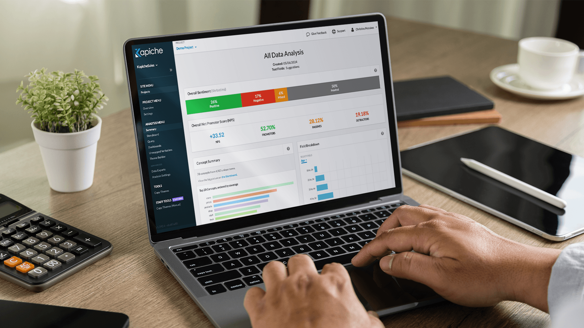 Kapiche All Data Analysis Desktop Mock up