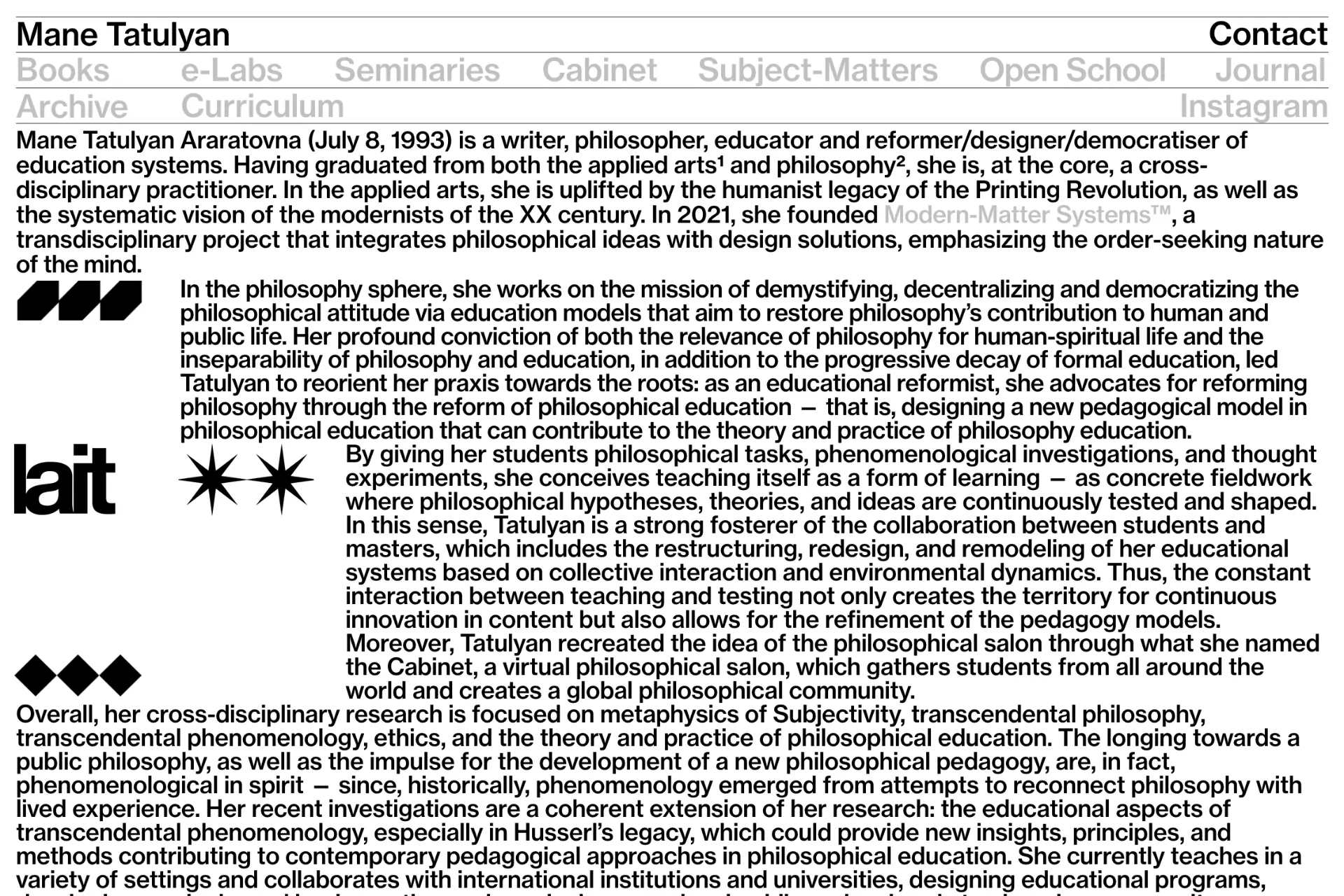 Screenshot of Mane Tatulyan website