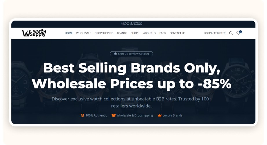 WS Watch Supply homepage