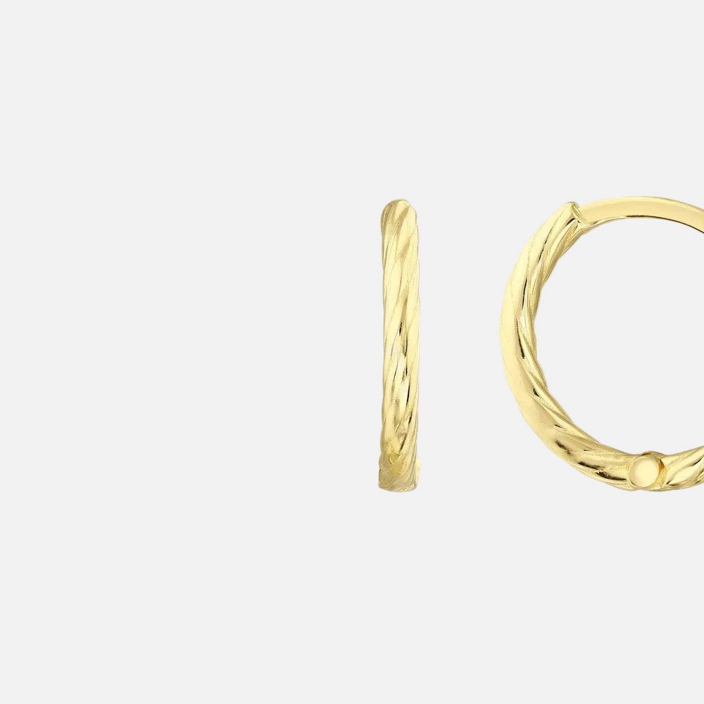 Assos Pırlanta 14 Ayar Altın Tasarım Şık Halka Küpe Modeli