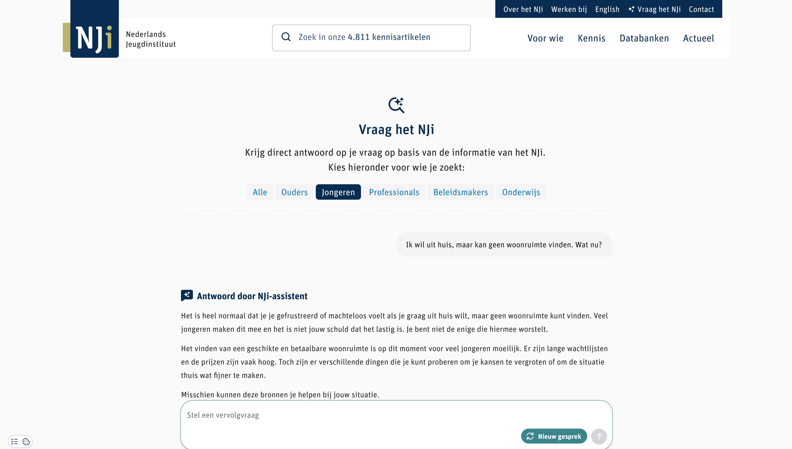 Vraag het NJI op de website met doelgroepen switch