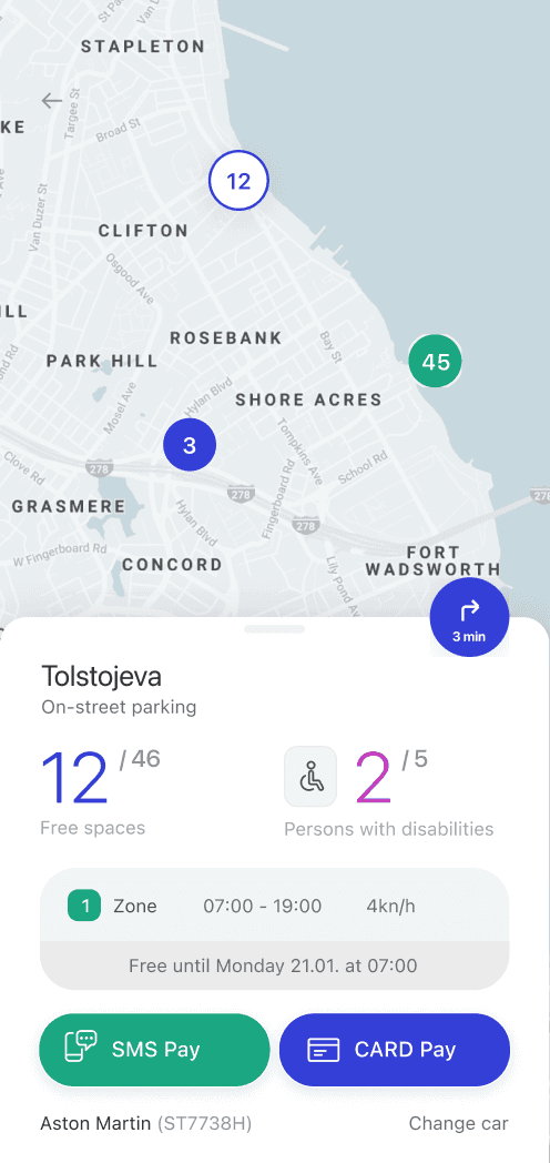 Smart parking app parking overview