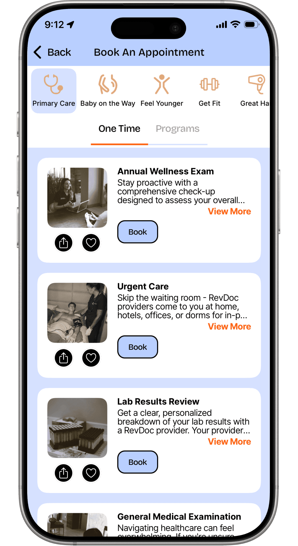 A screenshot of the RevDoc Member app UI