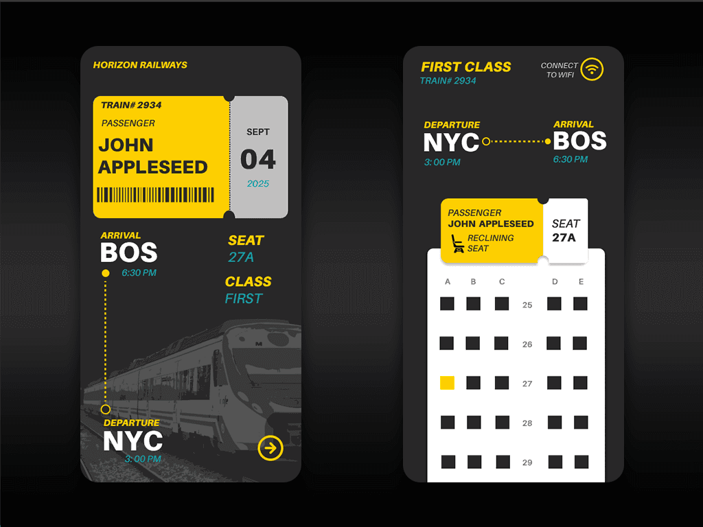 Horizon Railway Dark Mobile Ticket Flat