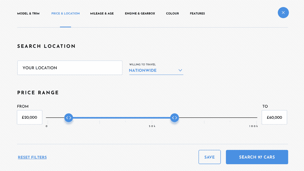 Filter design for choosing location and price