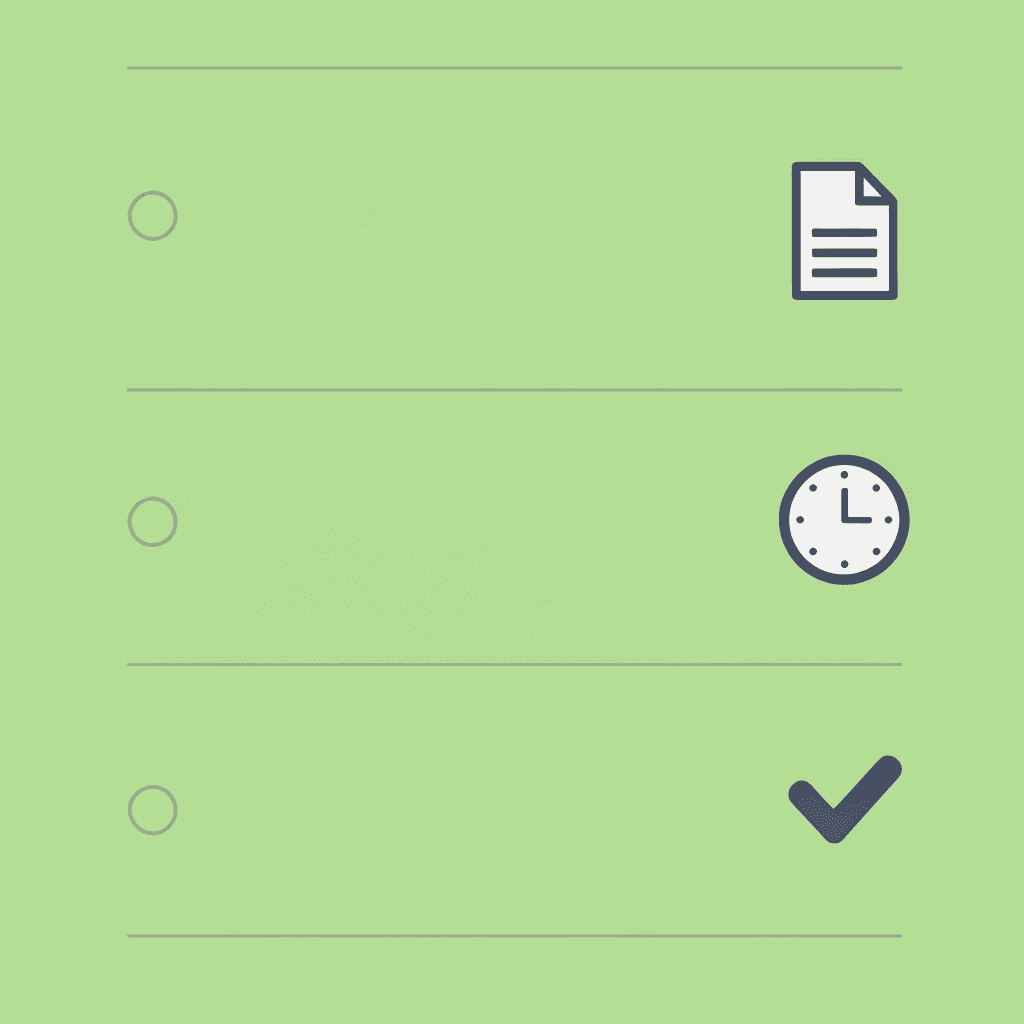 Checklist showing the three main steps of case briefing with corresponding time allocations
