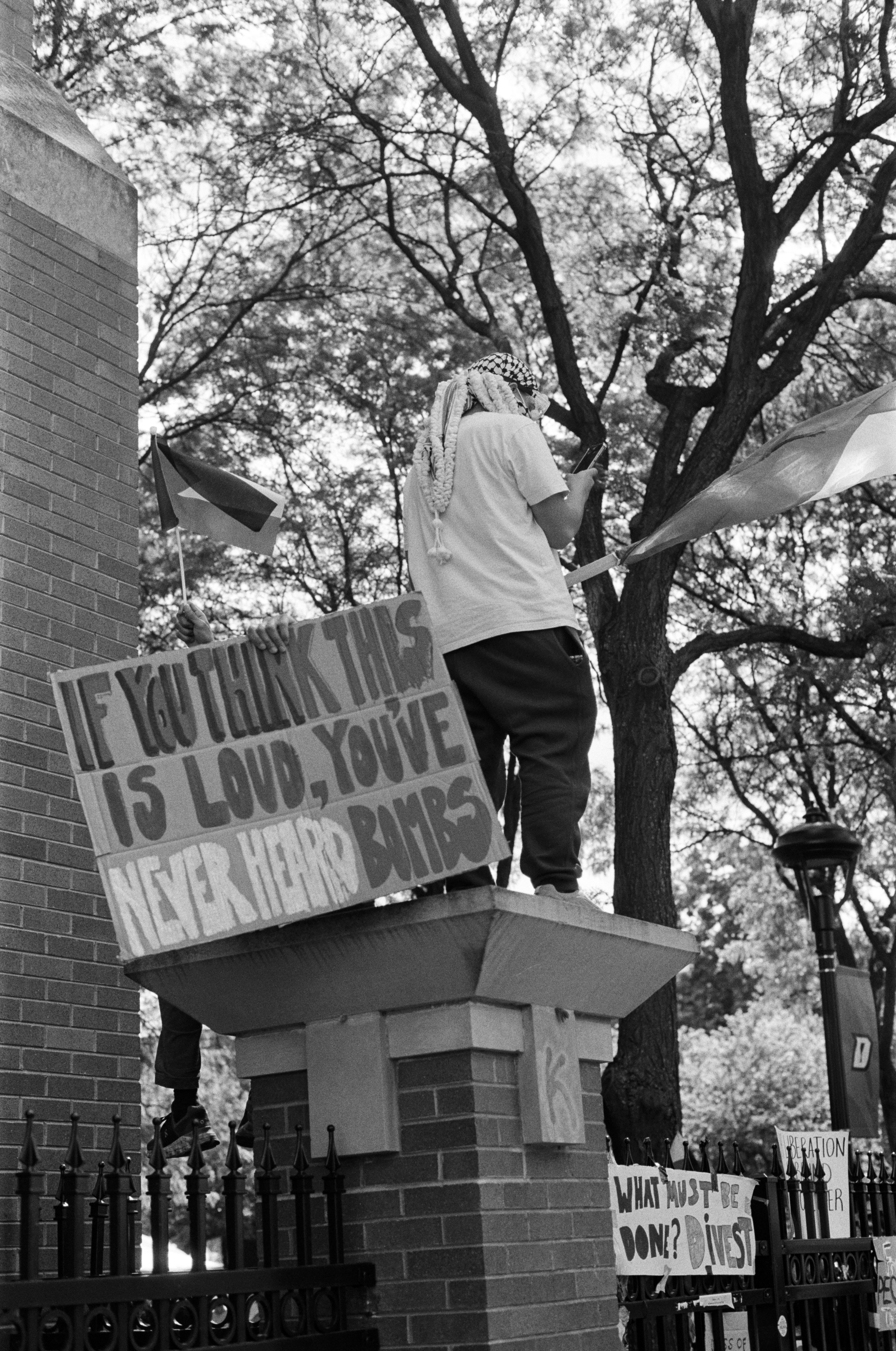 Man holding poster