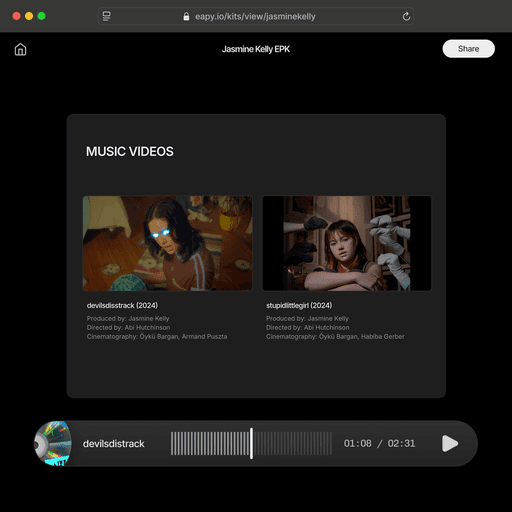 Jasmine Kelly performing in official music video, featuring visuals from her latest release on Eapy Slide