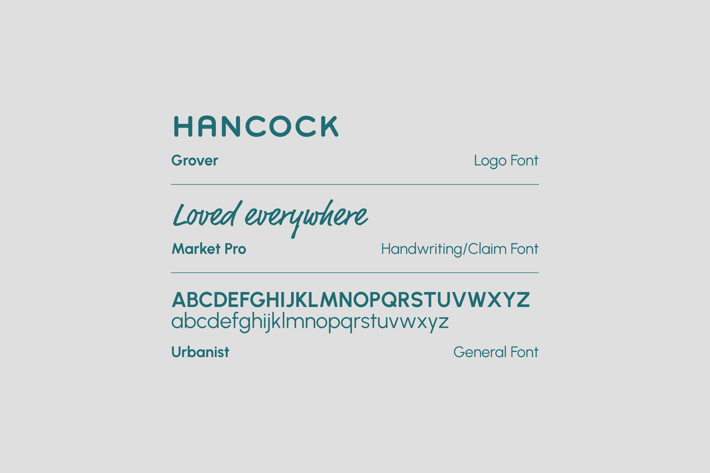 Hancock font family samples.