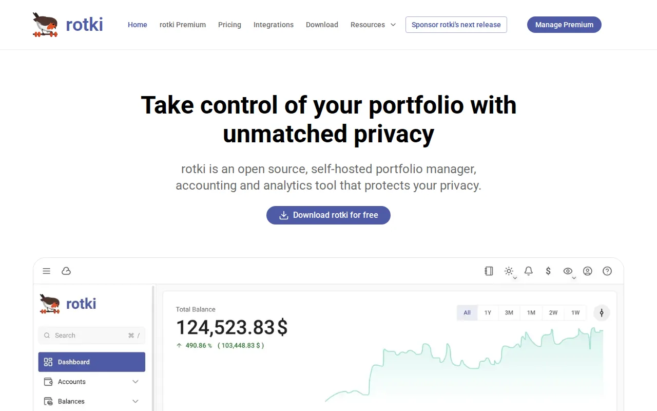 Rotki: visual reference for 4. Rotki, for self-hosted privacy