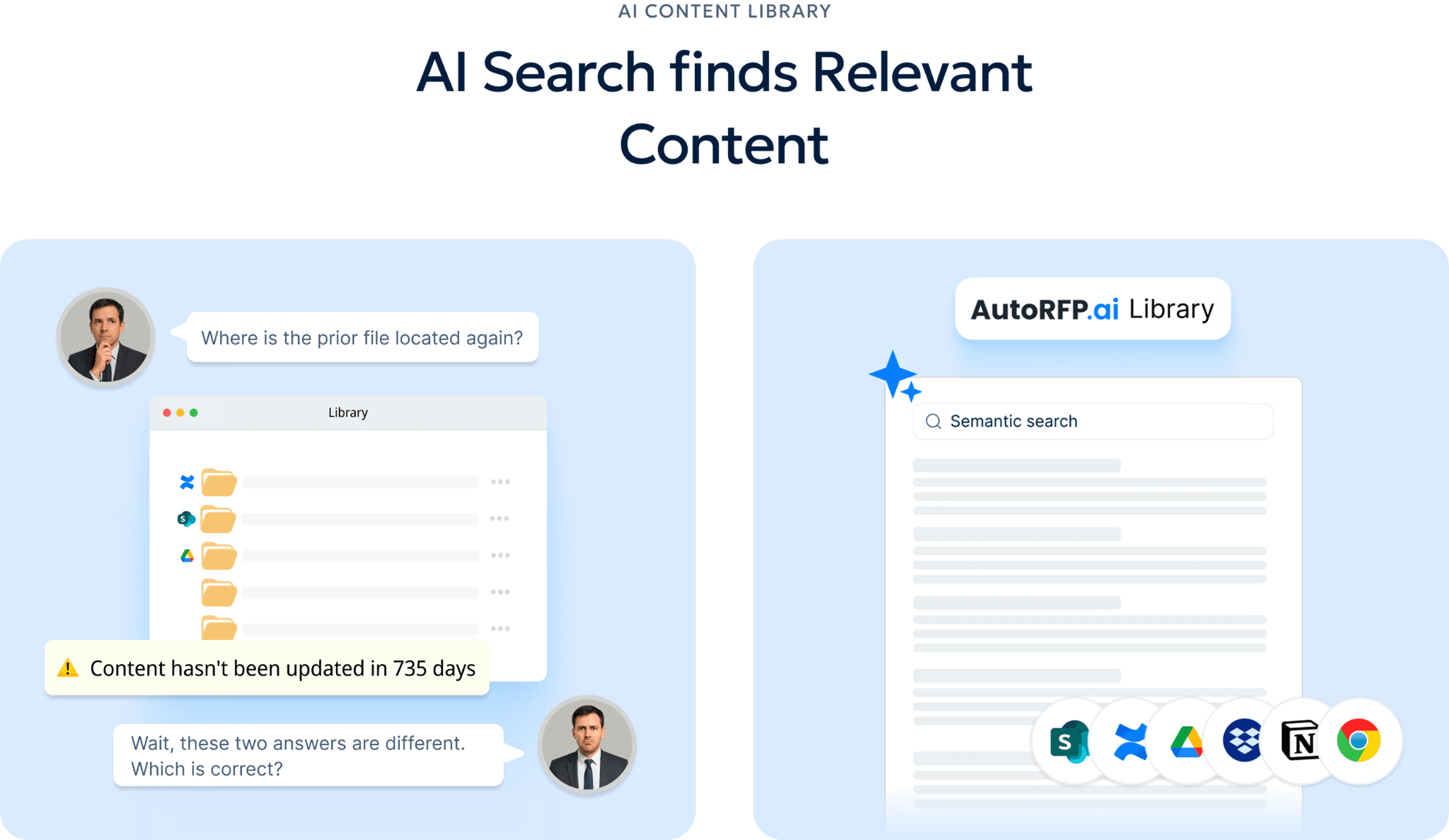 AI semantic search retrieving approved answers from bid content library in AutoRFP.ai