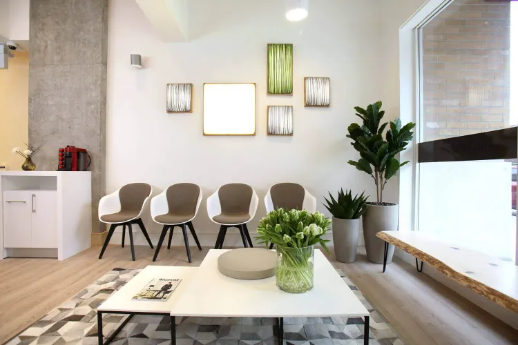 Dental waiting area and coffee machine at Midtown Dental Studio on Eglinton in Midtown Toronto, Ontario | Best Dentist in Midtown Toronto, Ontario