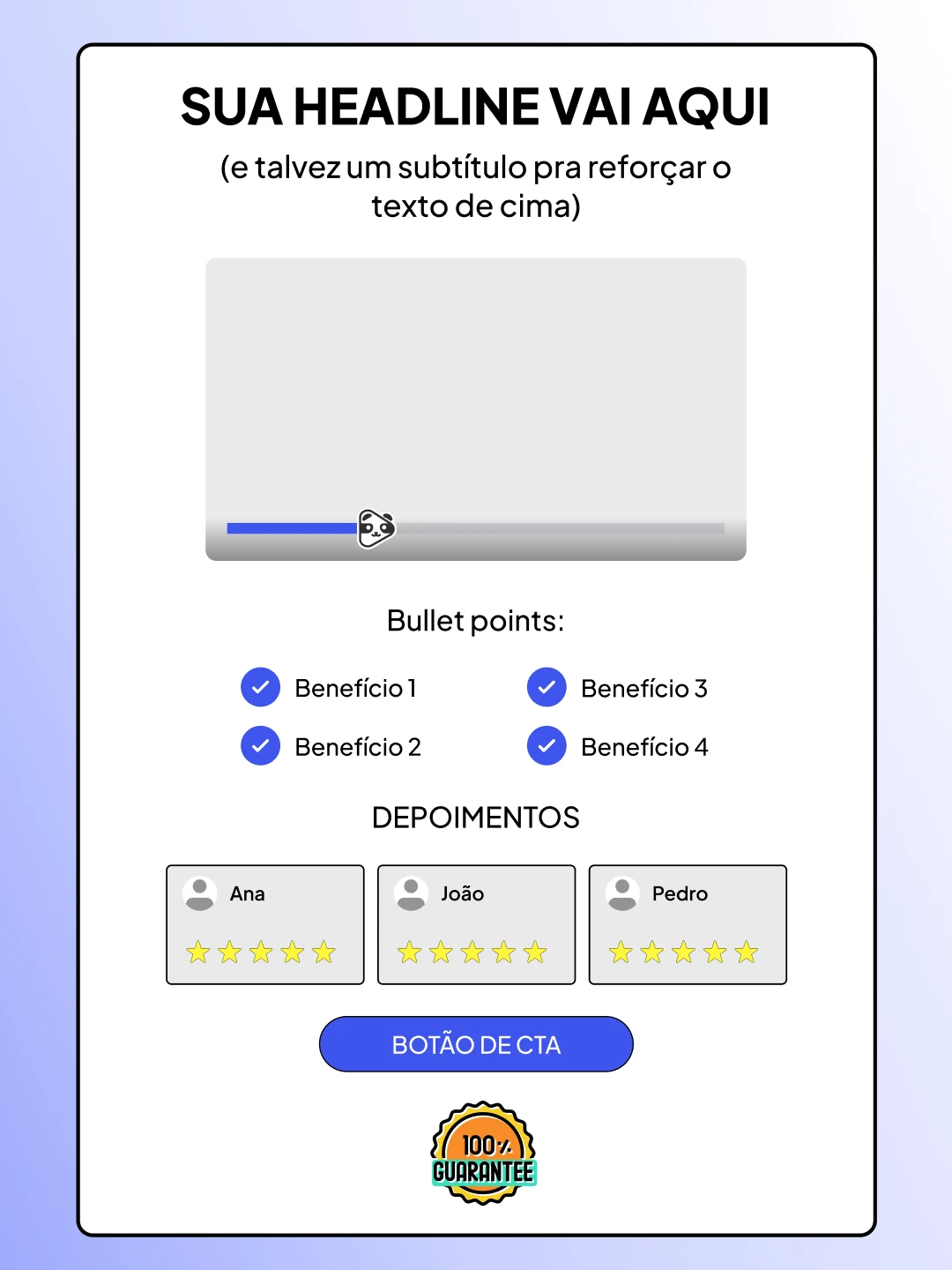 Framework de página de vendas pela Panda Video