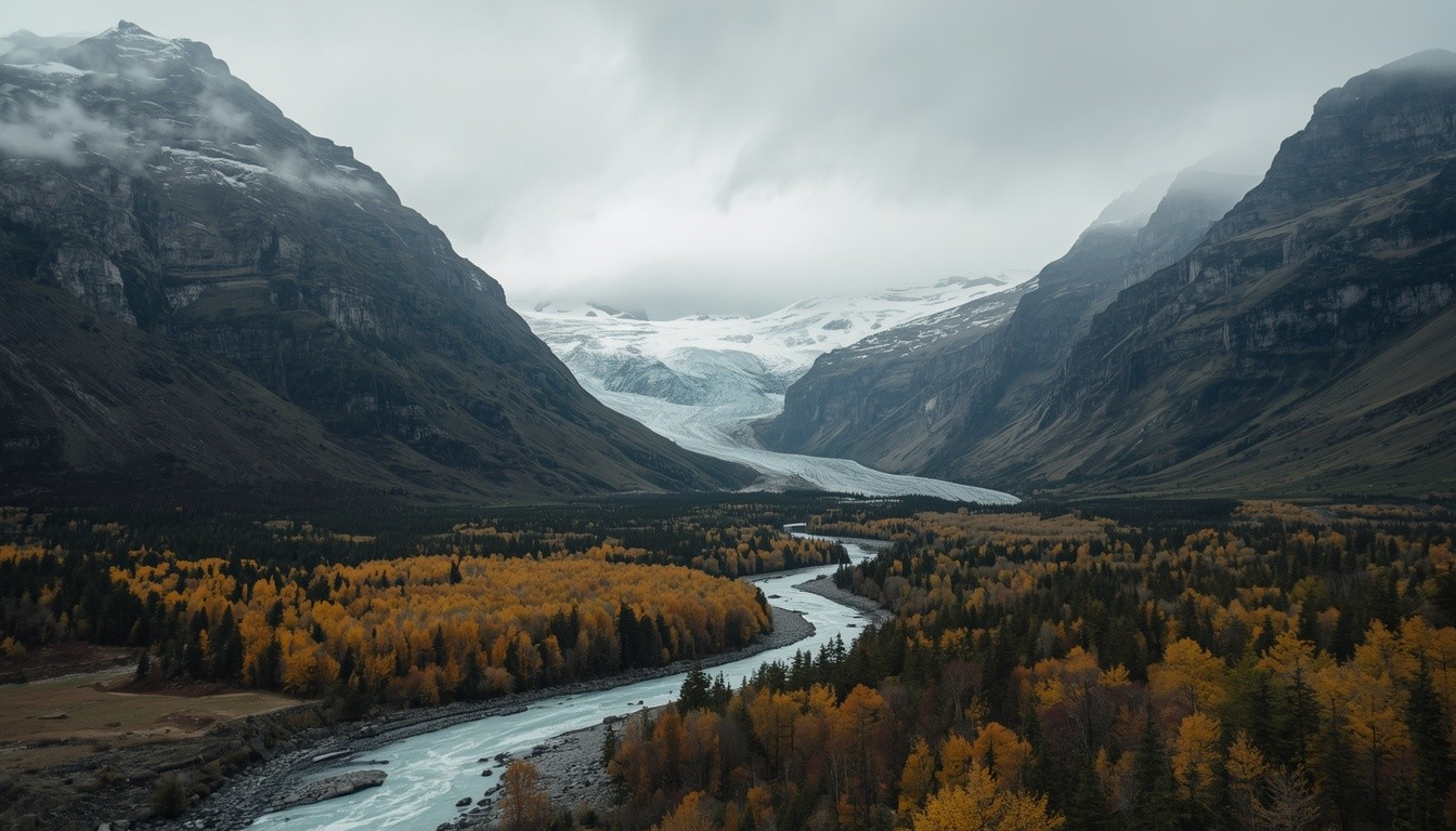 Hanging glaciers on both sides of the French Valley in Torres del Paine National Park