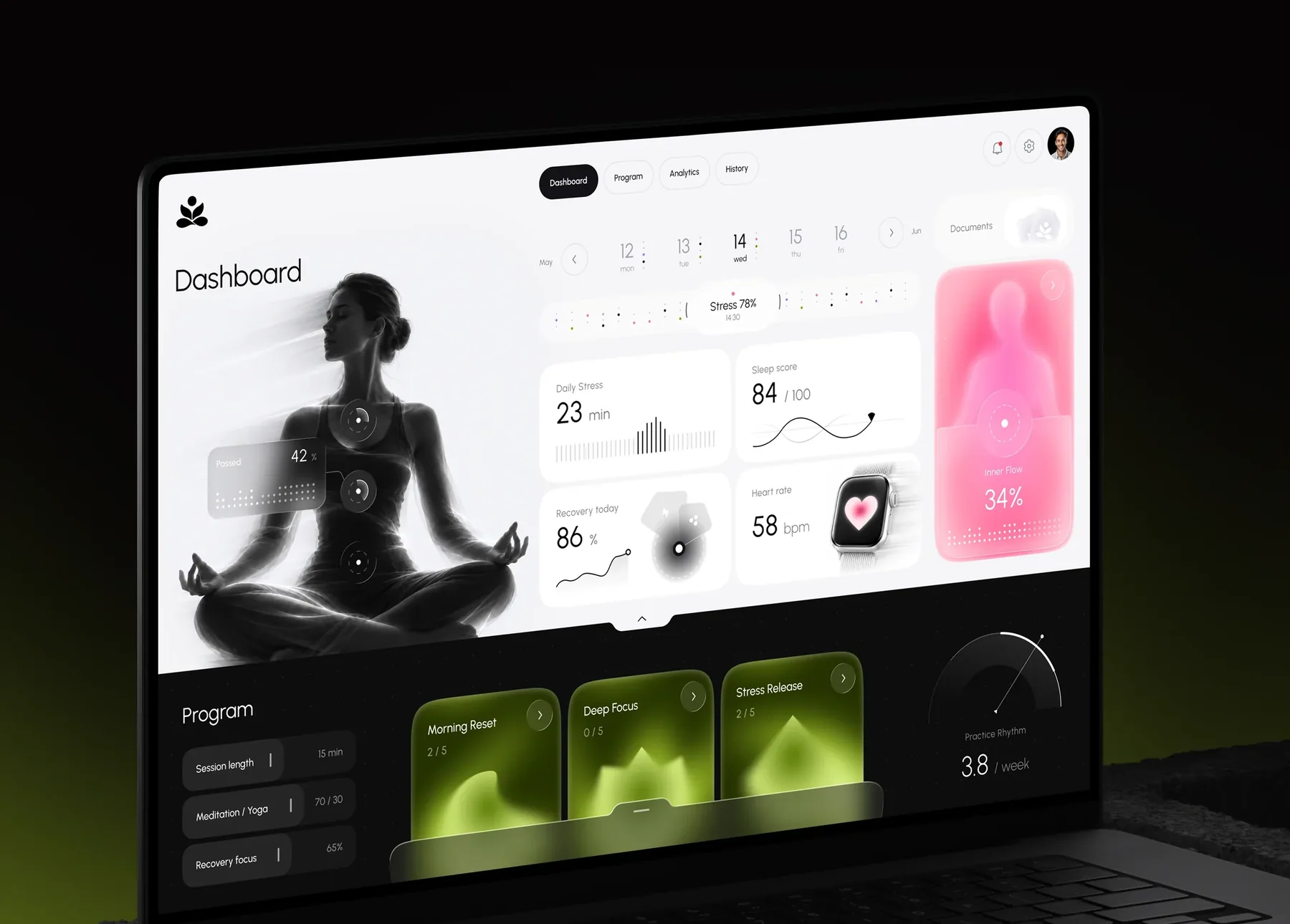 Luma wellness dashboard on a laptop