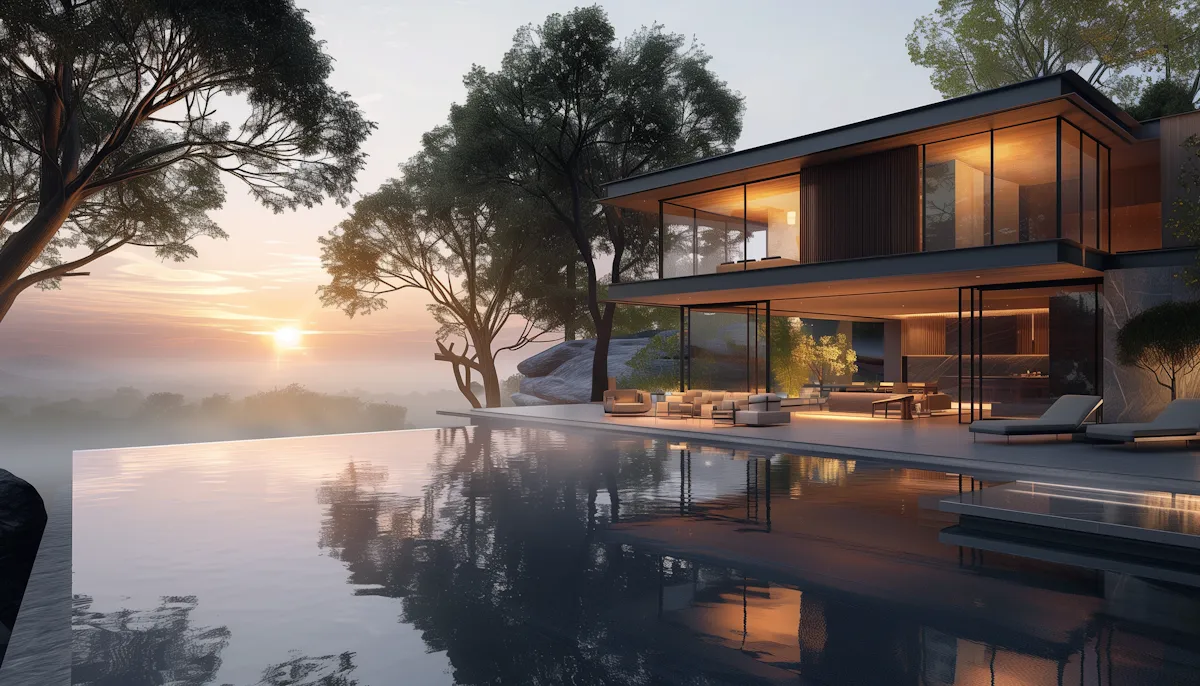 Luxurious Modern House at Sunset