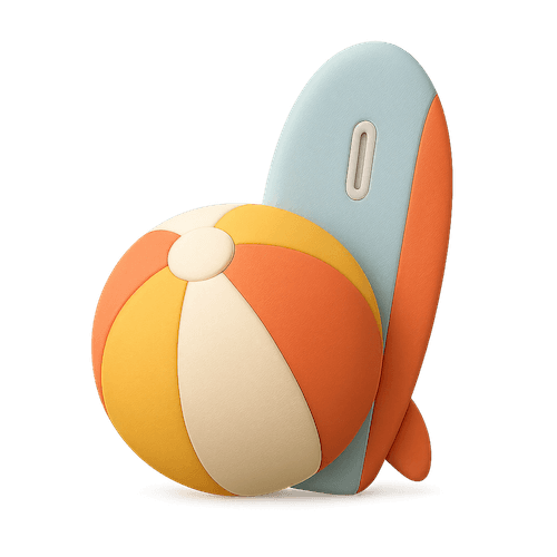 Beach Ball & Surfboard