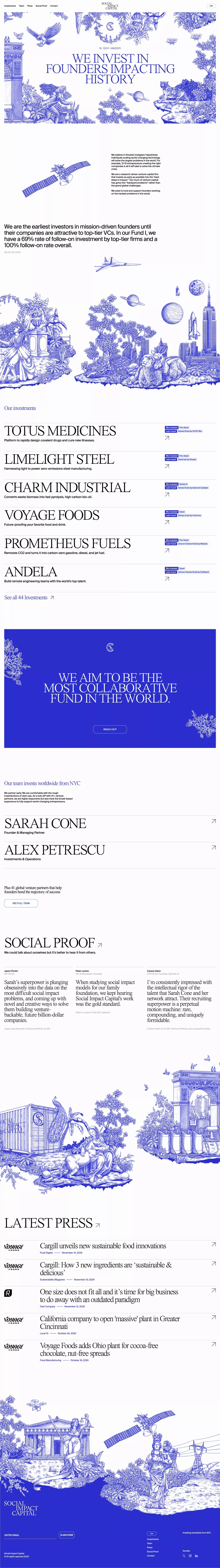 Social Impact Capital landing page screenshot showcasing Finance design