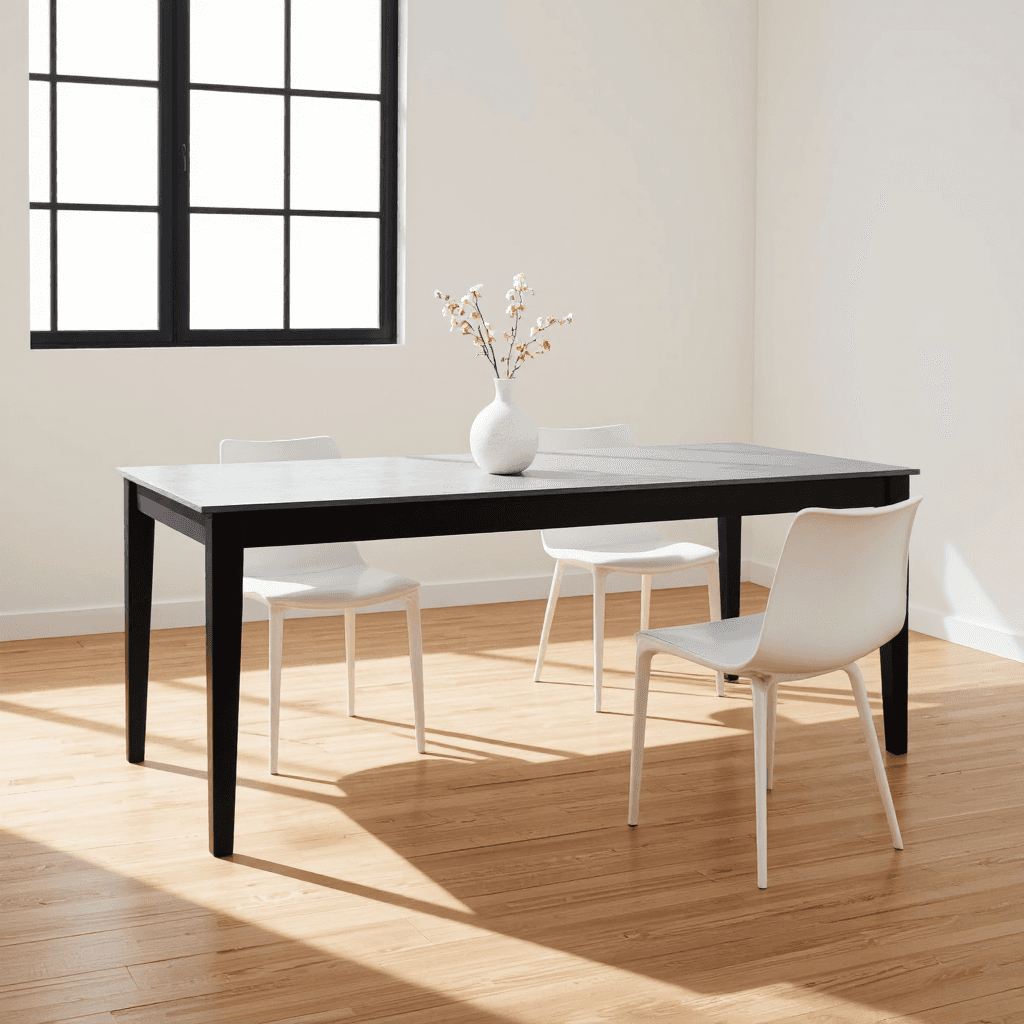 product photography of a dining table with four chairs