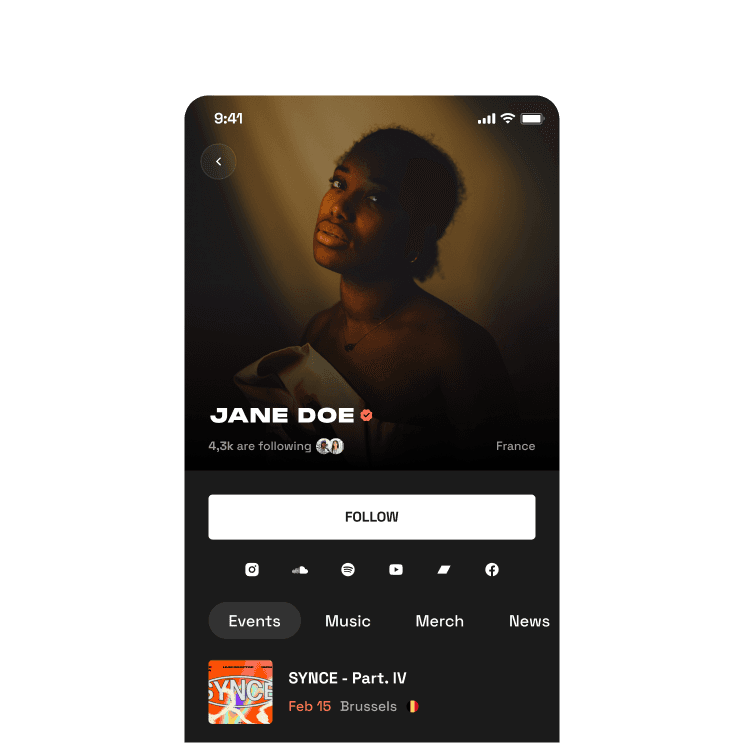 Overview of the artist page on Shotgun