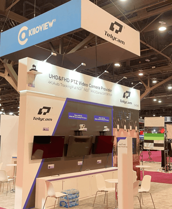20x20 SEMA booth overview with aftermarket product wall, branded display surfaces, and compact buyer-facing layout