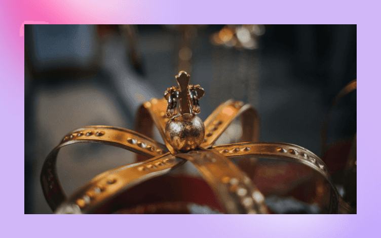 Intricately designed golden crown, symbolizing the reward of honor and high status bestowed in spiritual traditions.