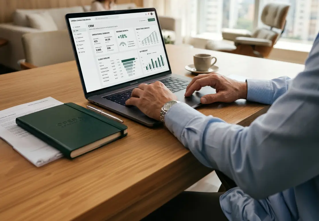 Empresario analisando os dados