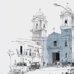 Portada de Seguimiento a la gestión del Gobierno Regional de O'Higgins 2024, seguimiento gubernamental de IdeaPaís, mostrando una ilustración de las calles de Rancagua.