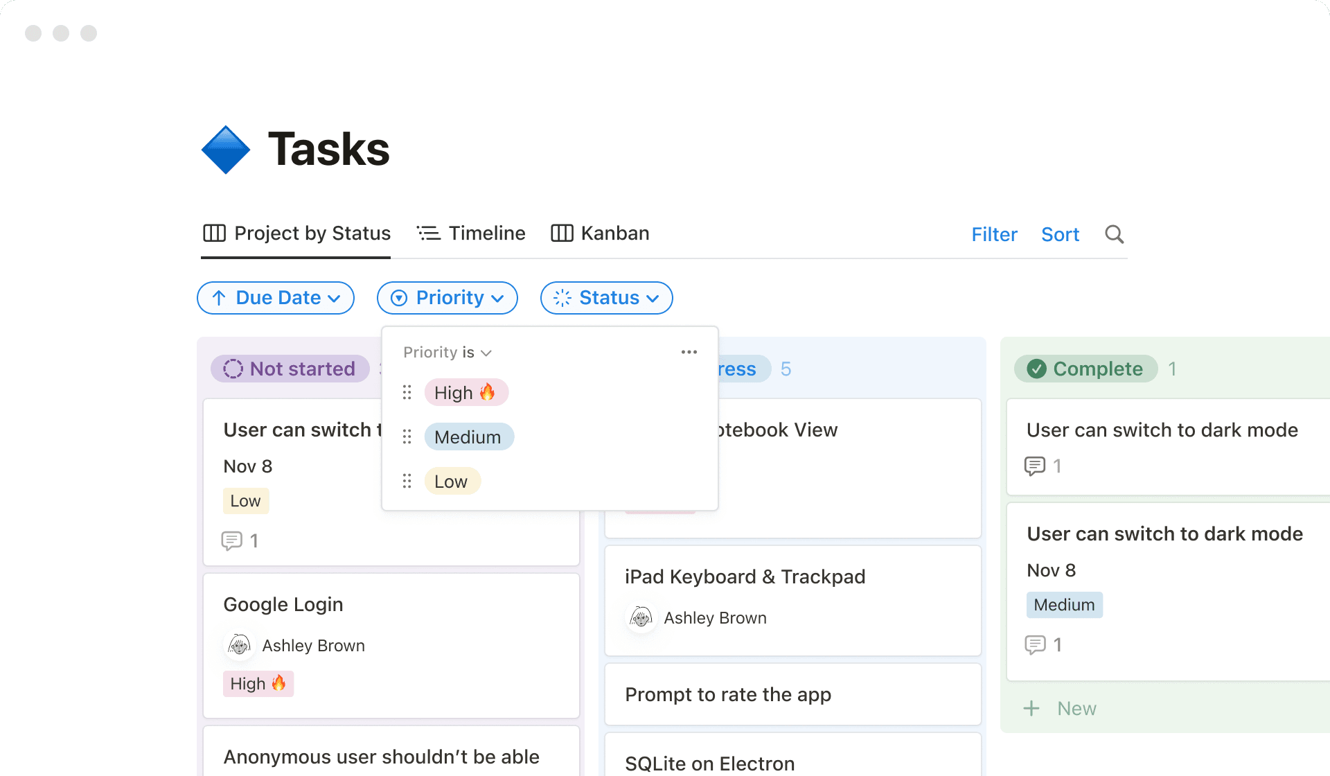 Task management in Notion