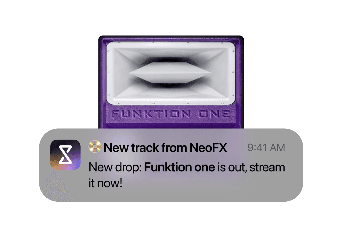 Push notification announcing an artist's music release