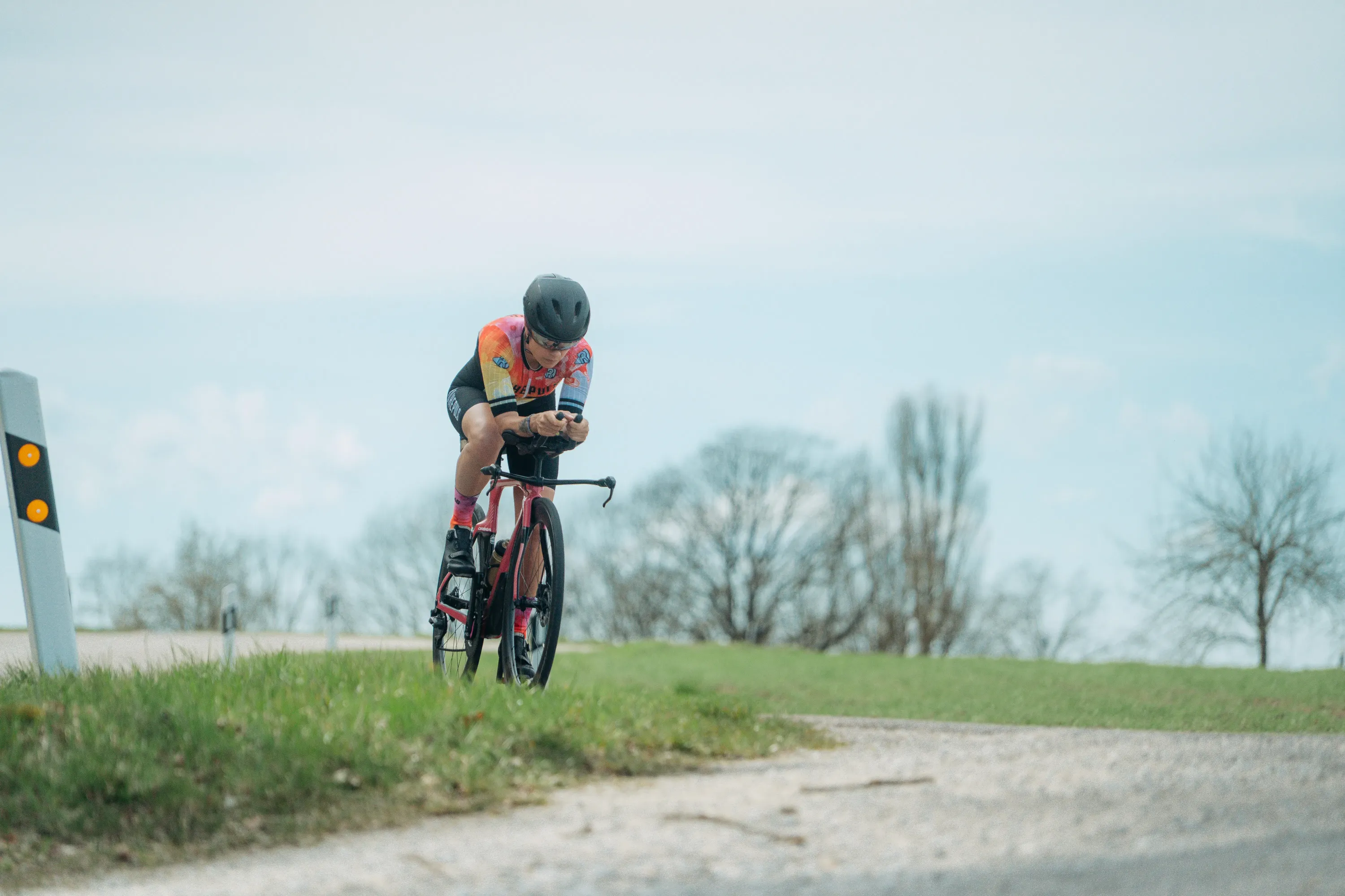 Athlete winning a race