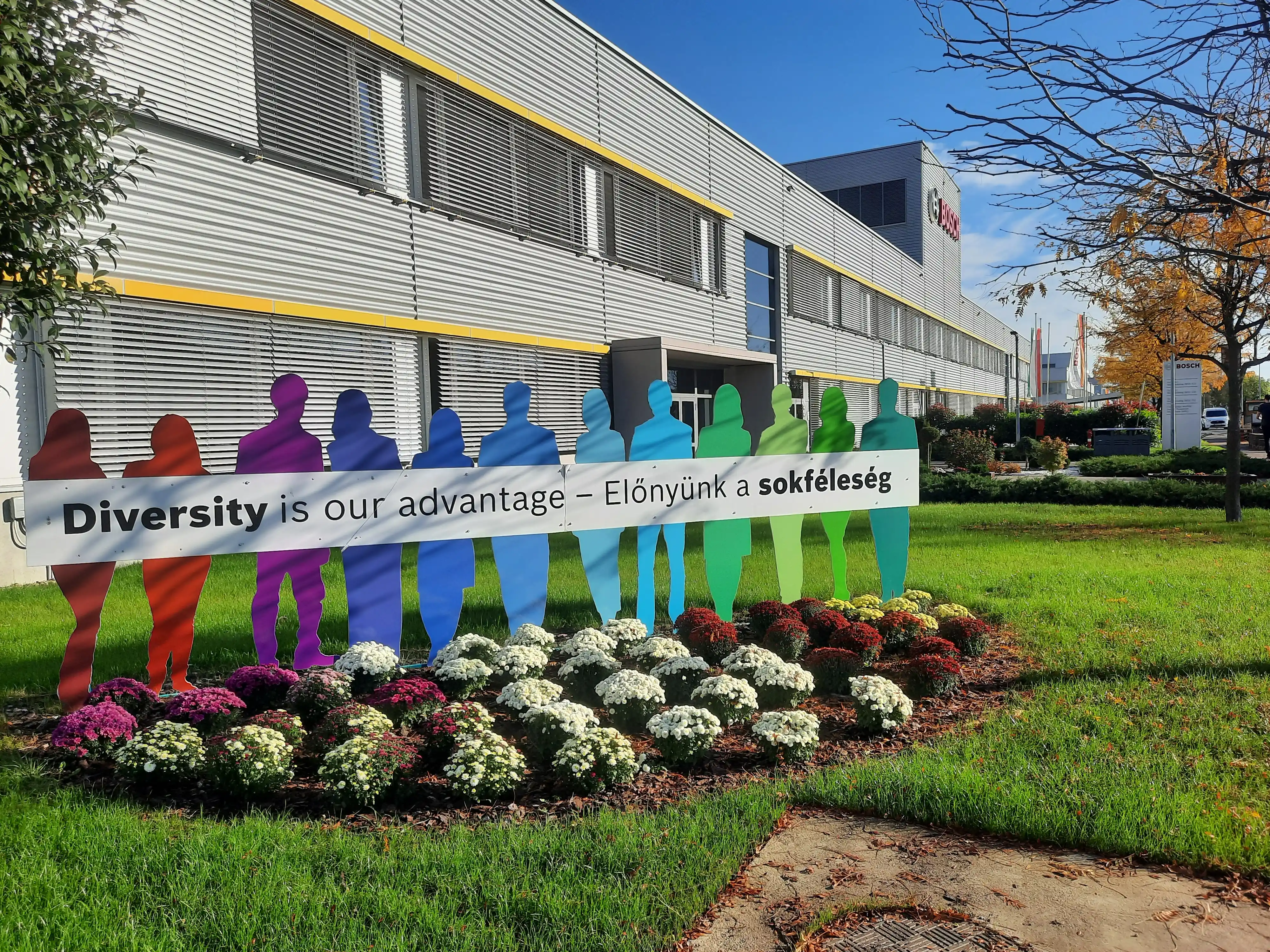 Modern kertkialakítás fehér kavicságyakkal és formanyírt növényekkel