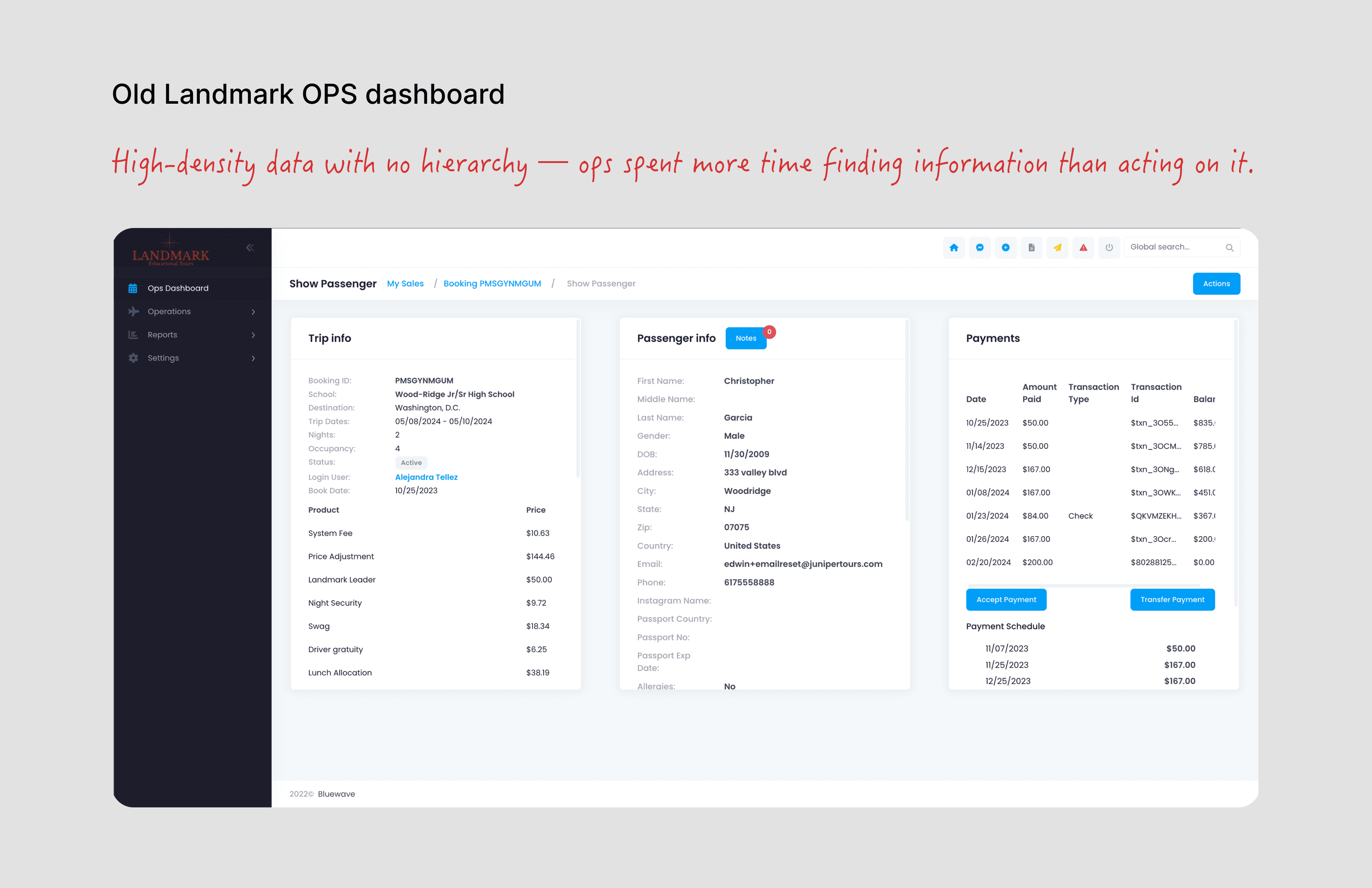 Old Landmark Ops Dashboard