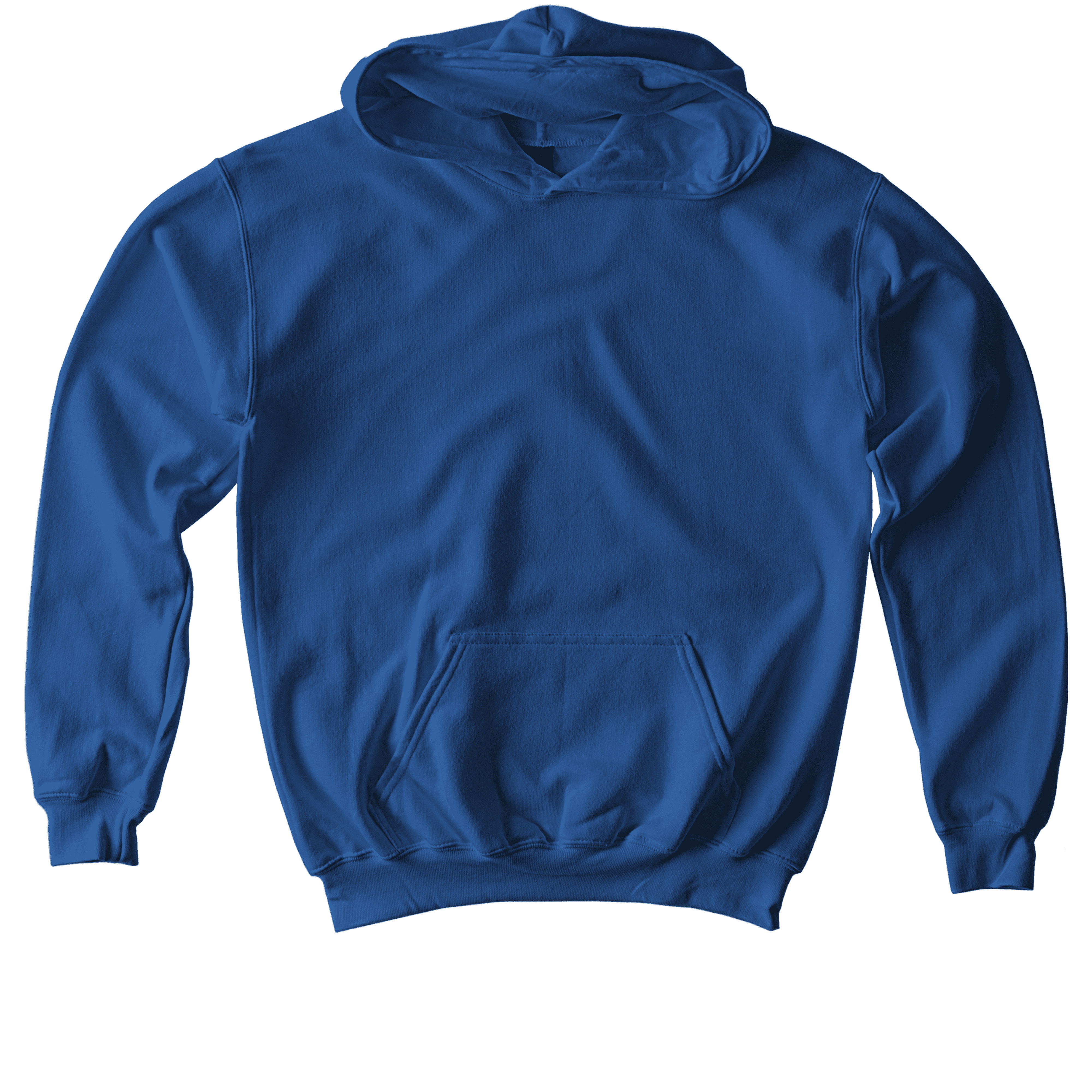 Royal blue pullover hoodie.