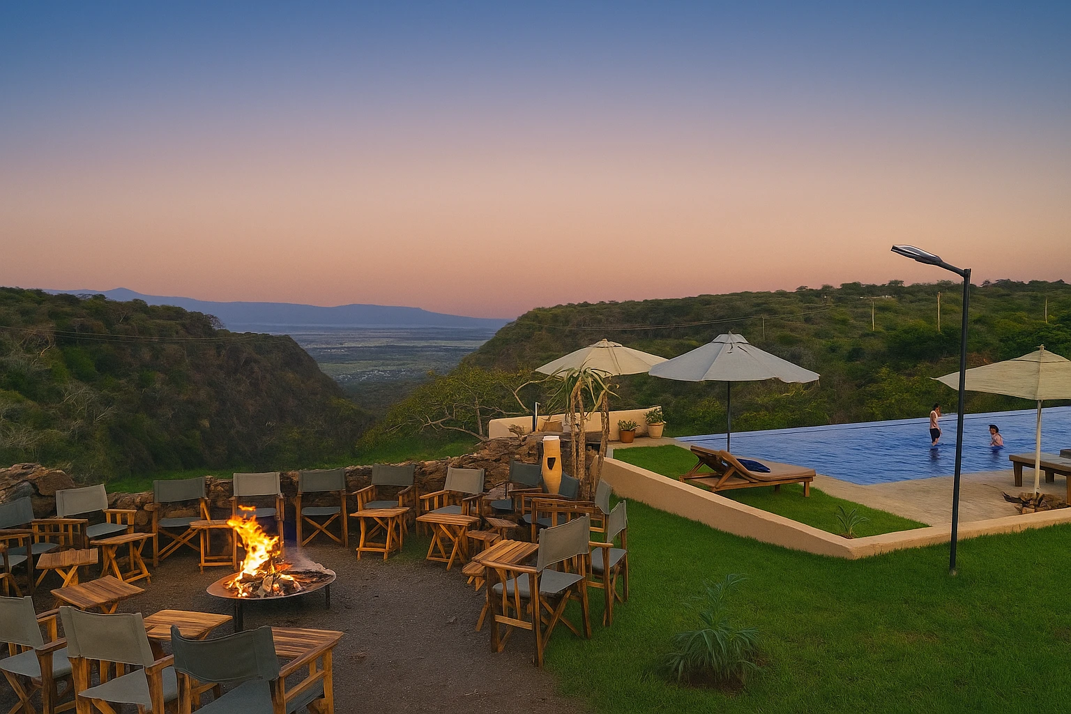 Luxury glamping tent on the edge of the Manyara Escarpment with Rift Valley views