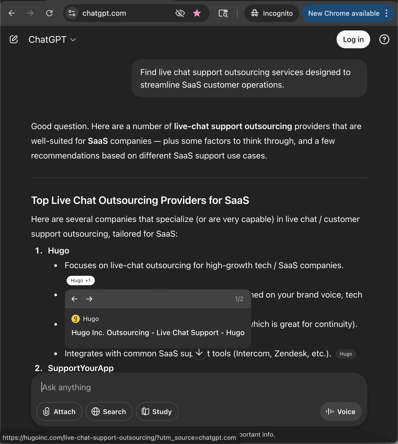 Service company case study showing increased AI search visibility across ChatGPT, Perplexity, and Google AI through GEO optimization