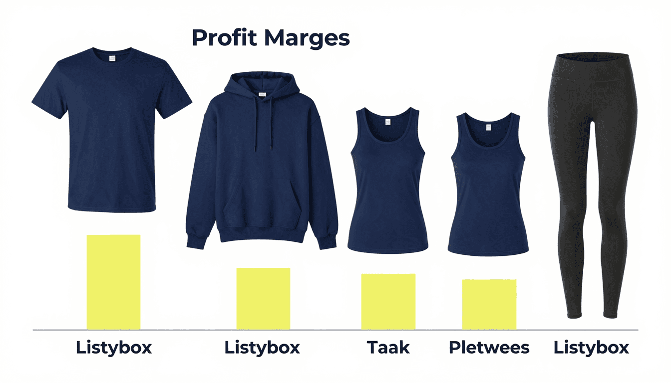 Profit margin comparison chart for clothing products