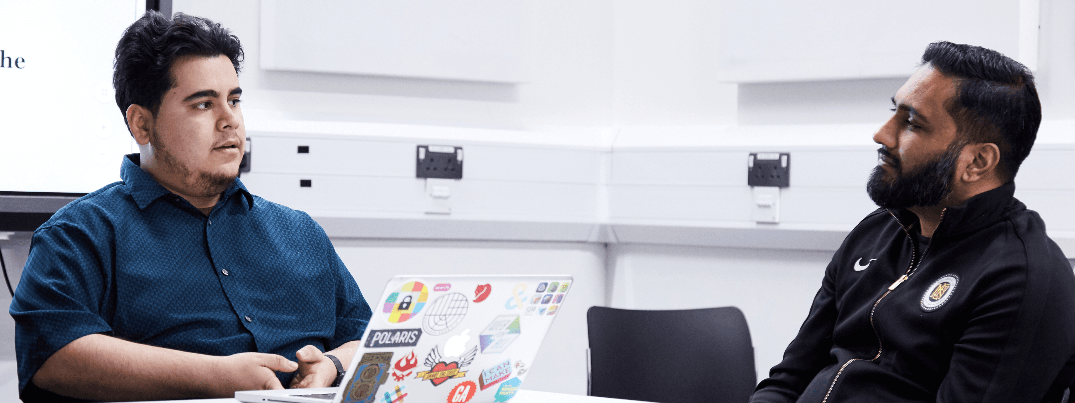 Photo of me interviewing someone.