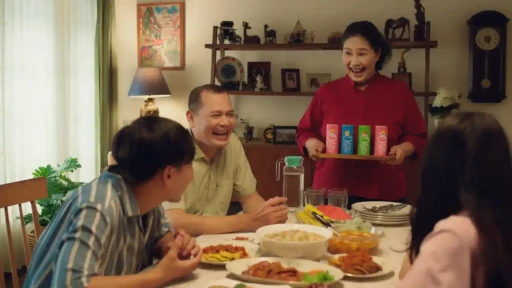 vibrant beverage commercial production with stylized set for Olatte, produced by Visual Producer Indonesia