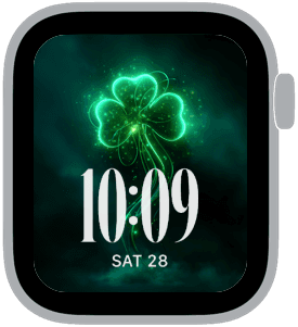 A selection from neon clover Apple Watch face collection